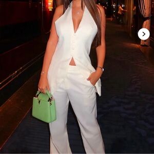Fashion Nova White Halter Pantsuit